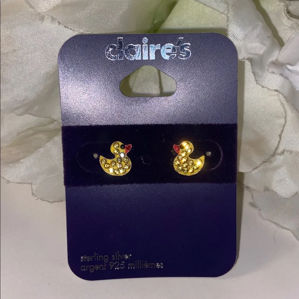 Claire's Yellow Duck Earrings Stud